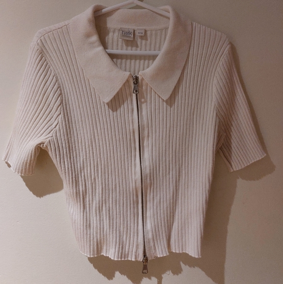 TWIK-White Women's Crop Top Zipper two way - Picture 4 of 6